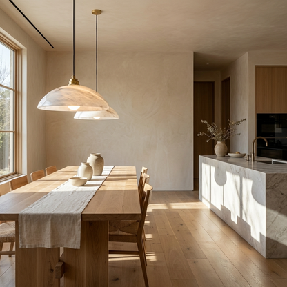 Natural Alabaster Dome Pendant Light