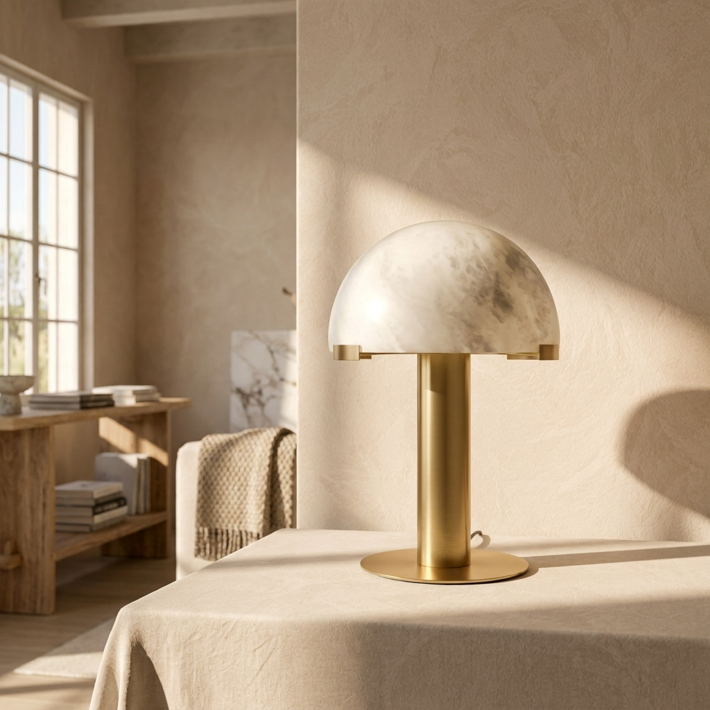 Natural Alabaster Dome Table Lamp