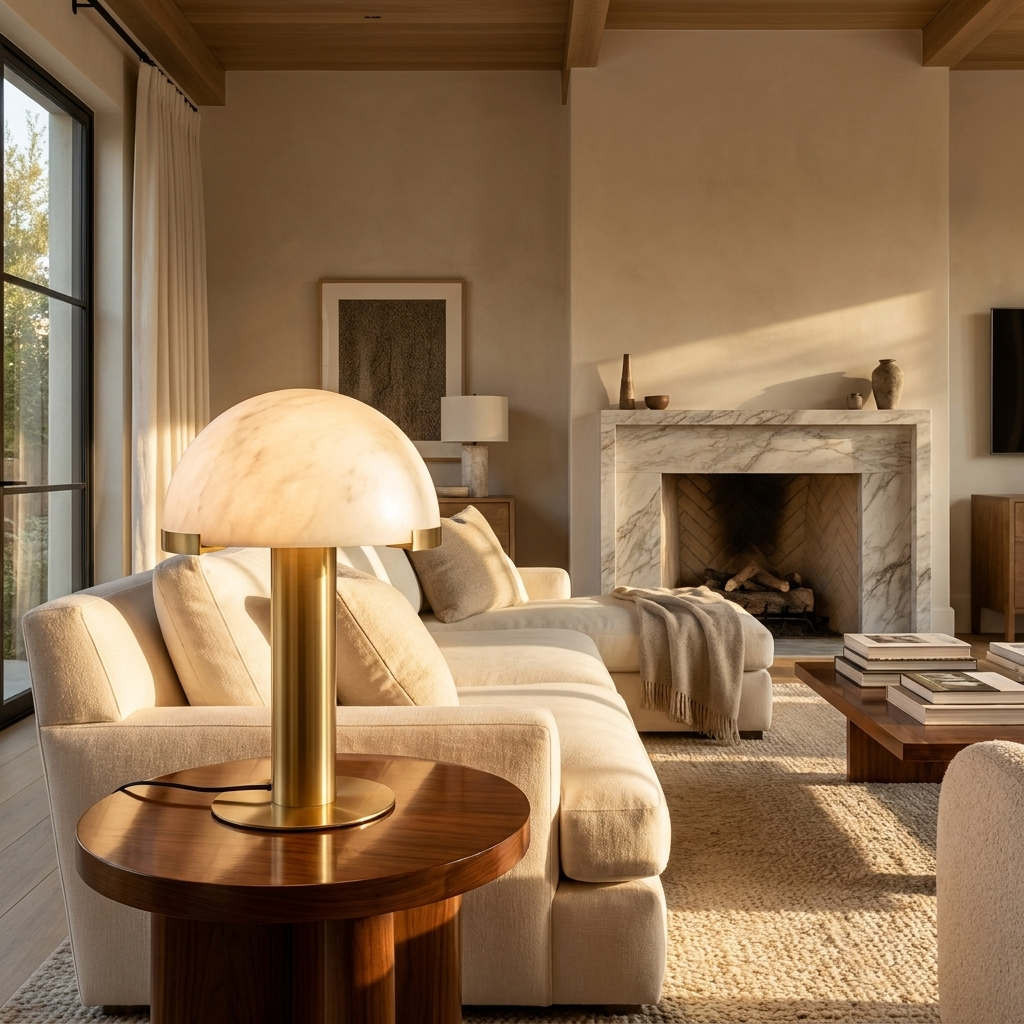 Natural Alabaster Dome Table Lamp