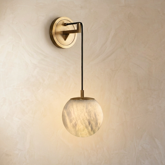 Natural Alabaster Drop Globe Wall Lamp