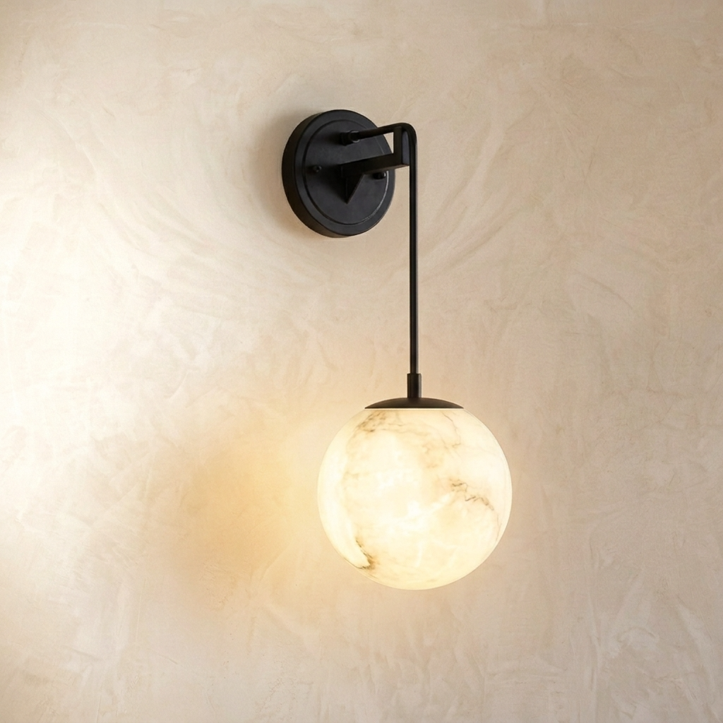 Natural Alabaster Drop Globe Wall Lamp