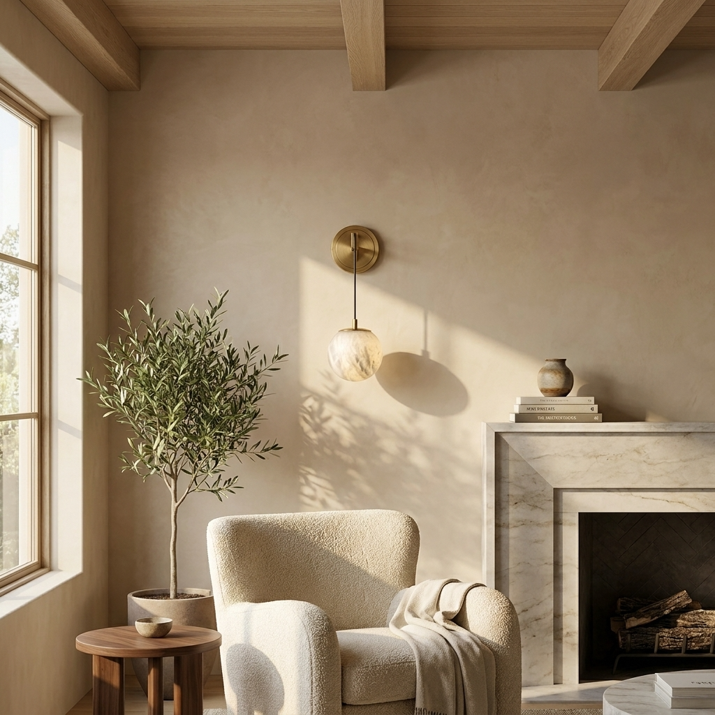 Natural Alabaster Drop Globe Wall Lamp