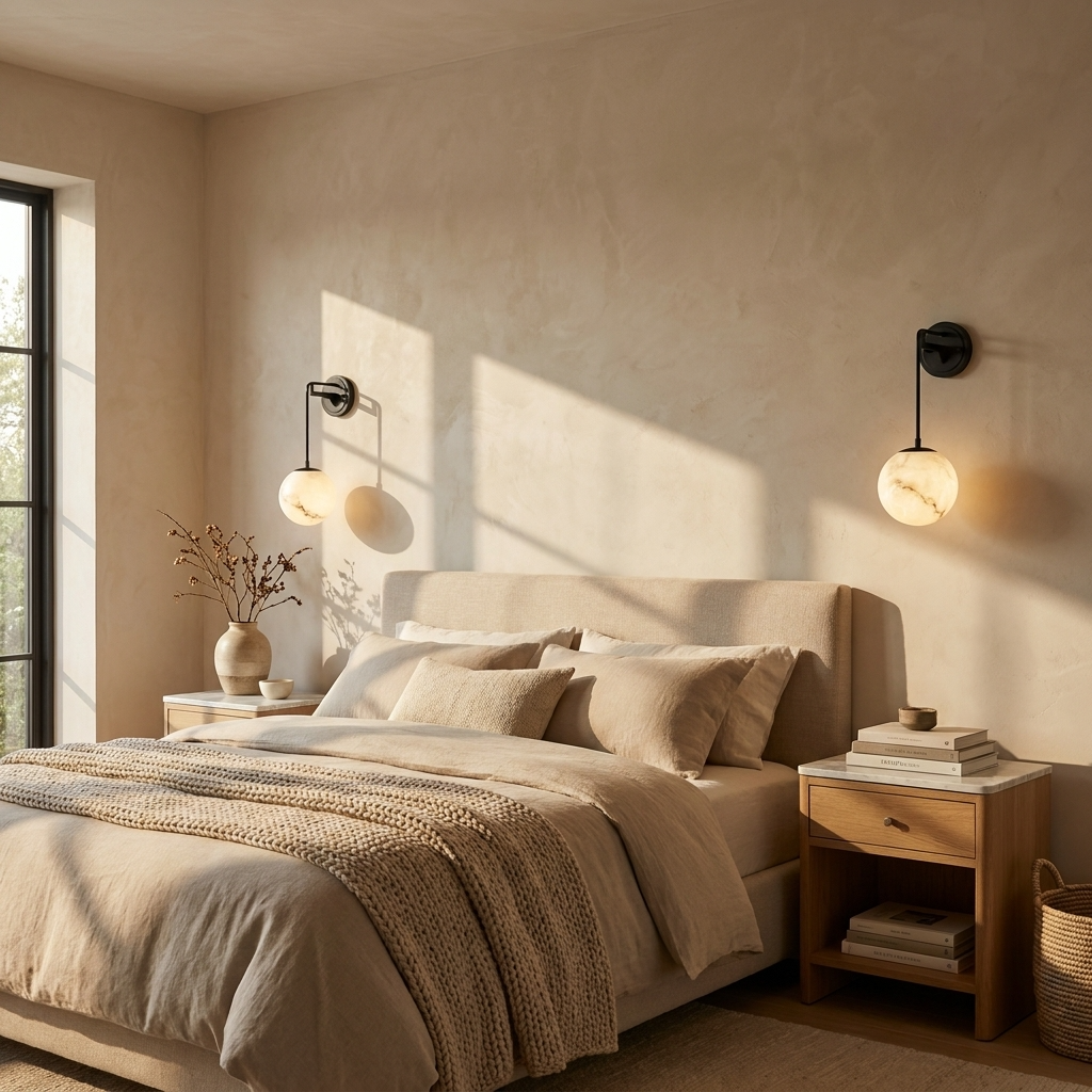 Natural Alabaster Drop Globe Wall Lamp