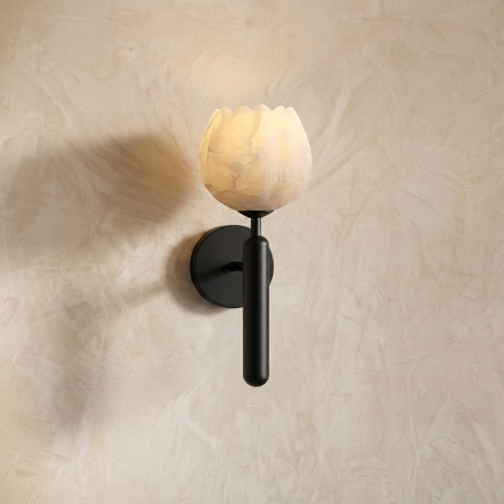 Natural Alabaster Flower Wall Lamp