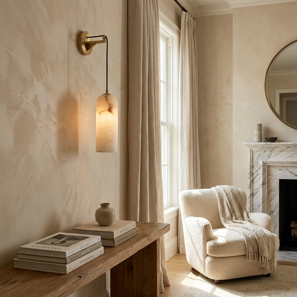 Natural Alabaster Hanging Wall Lamp