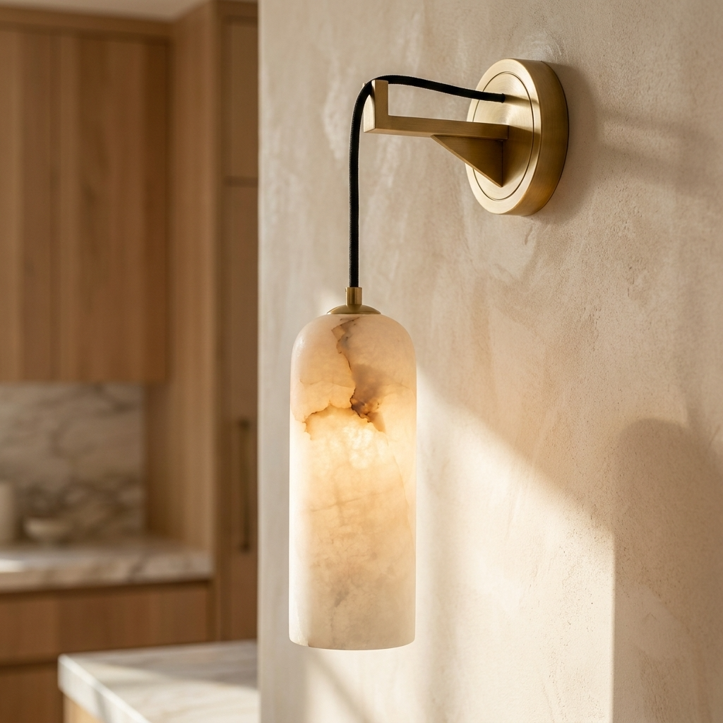 Natural Alabaster Hanging Wall Lamp