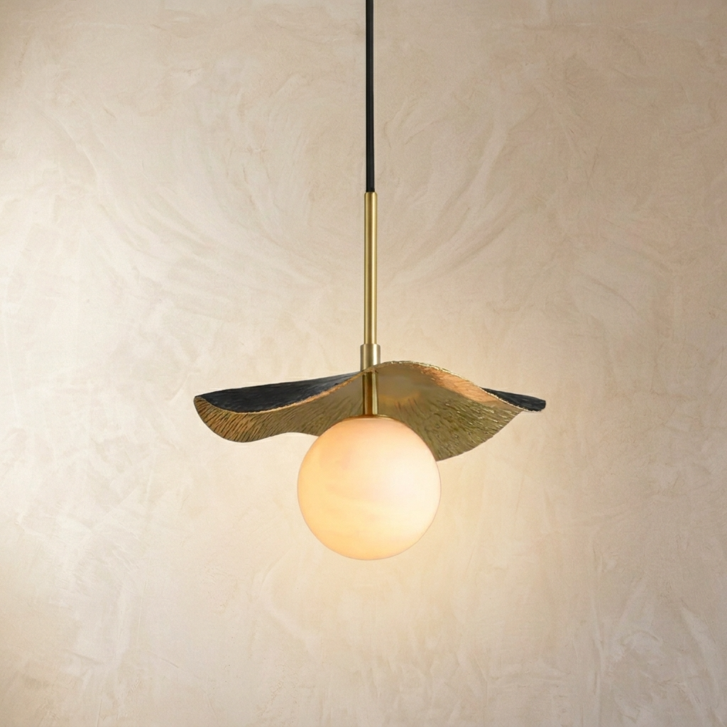 Natural Alabaster Leaf Pendant Light