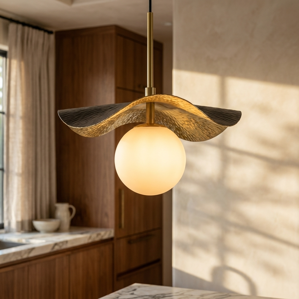 Natural Alabaster Leaf Pendant Light