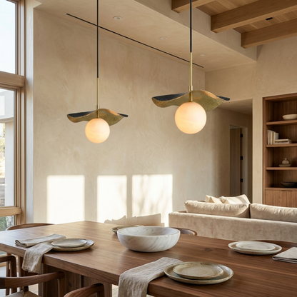 Natural Alabaster Leaf Pendant Light