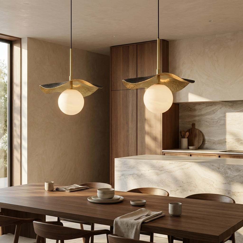 Natural Alabaster Leaf Pendant Light