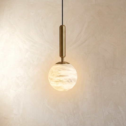 Natural Alabaster Orb Pendant Light
