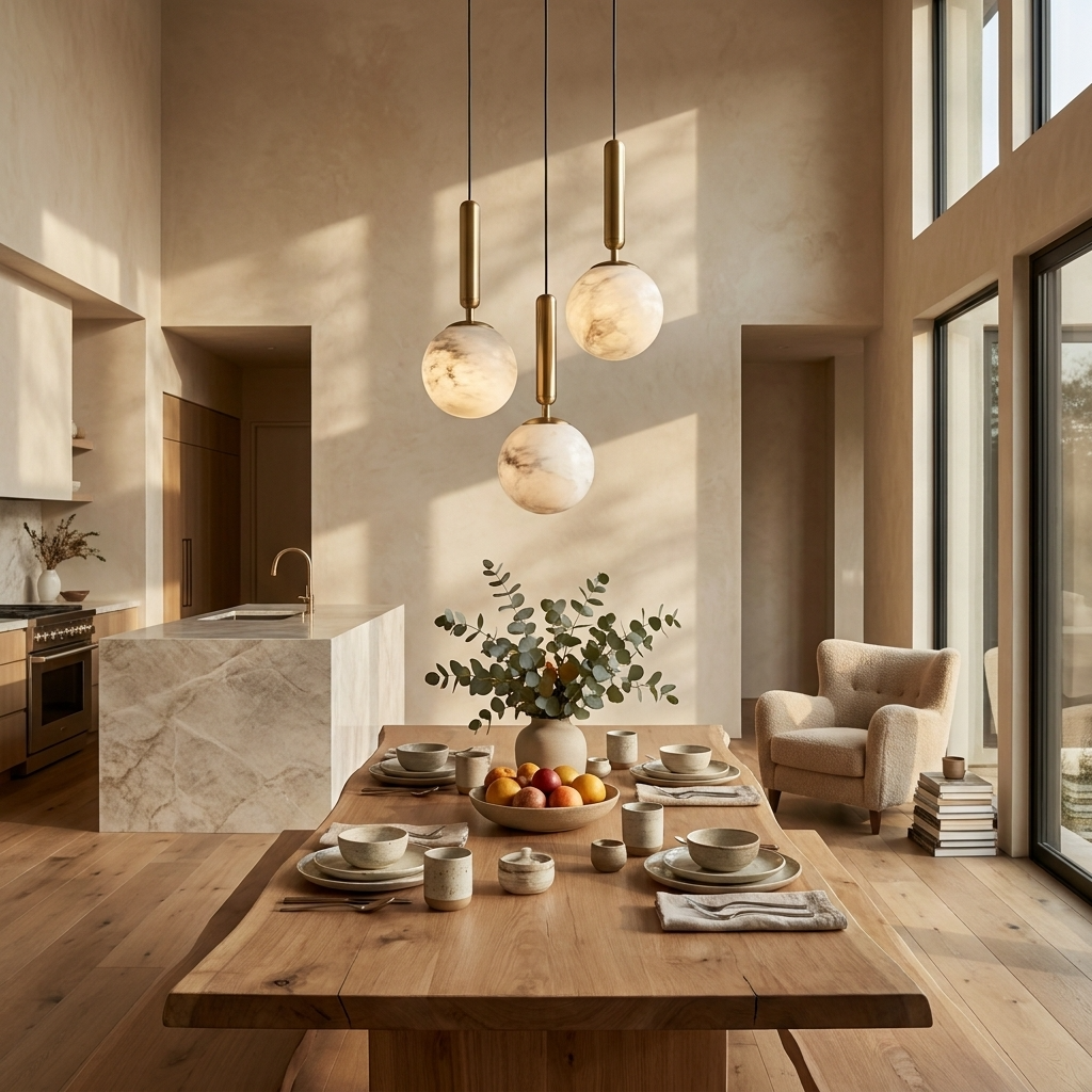 Natural Alabaster Orb Pendant Light