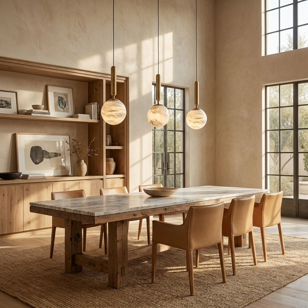Natural Alabaster Orb Pendant Light