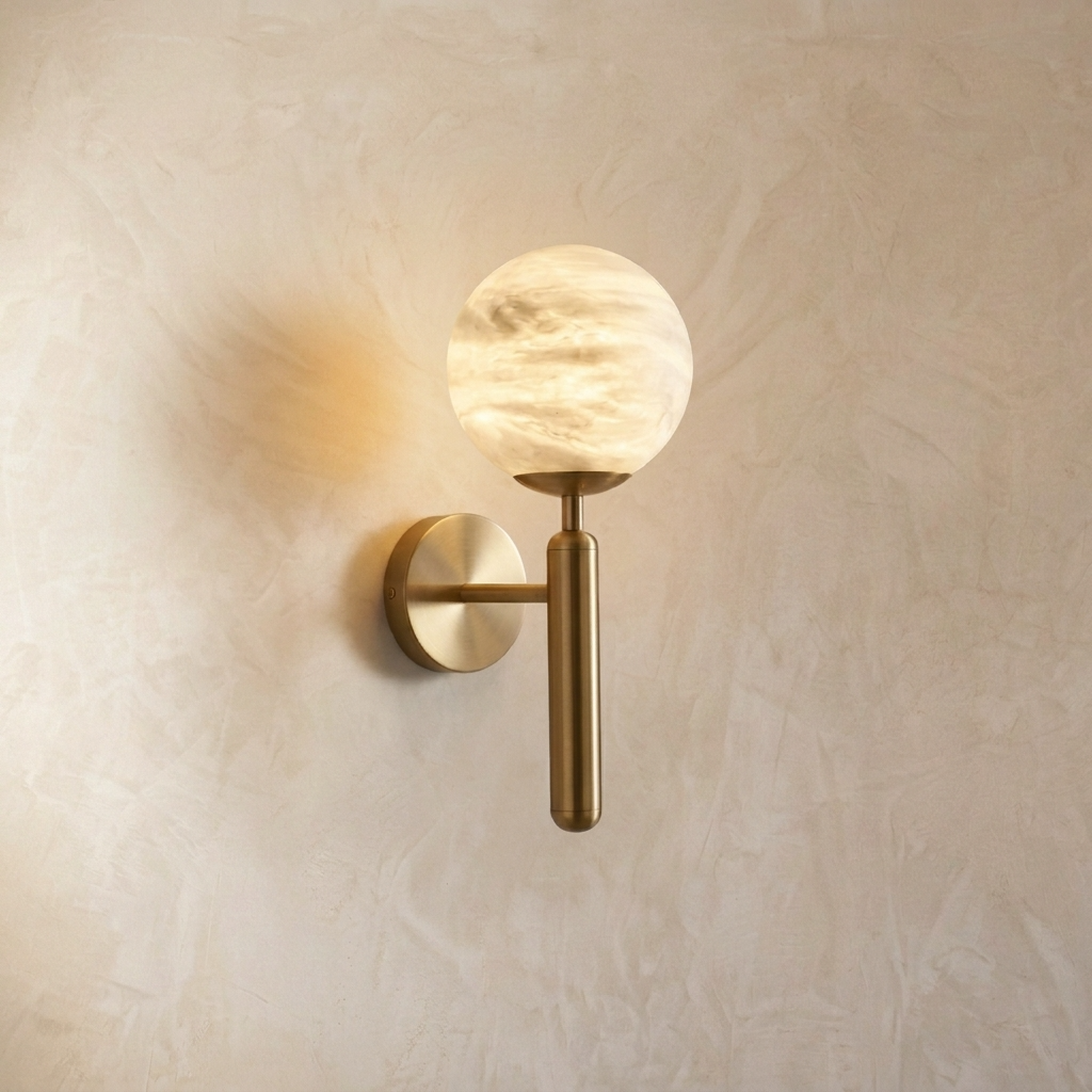 Natural Alabaster Orb Wall Lamp