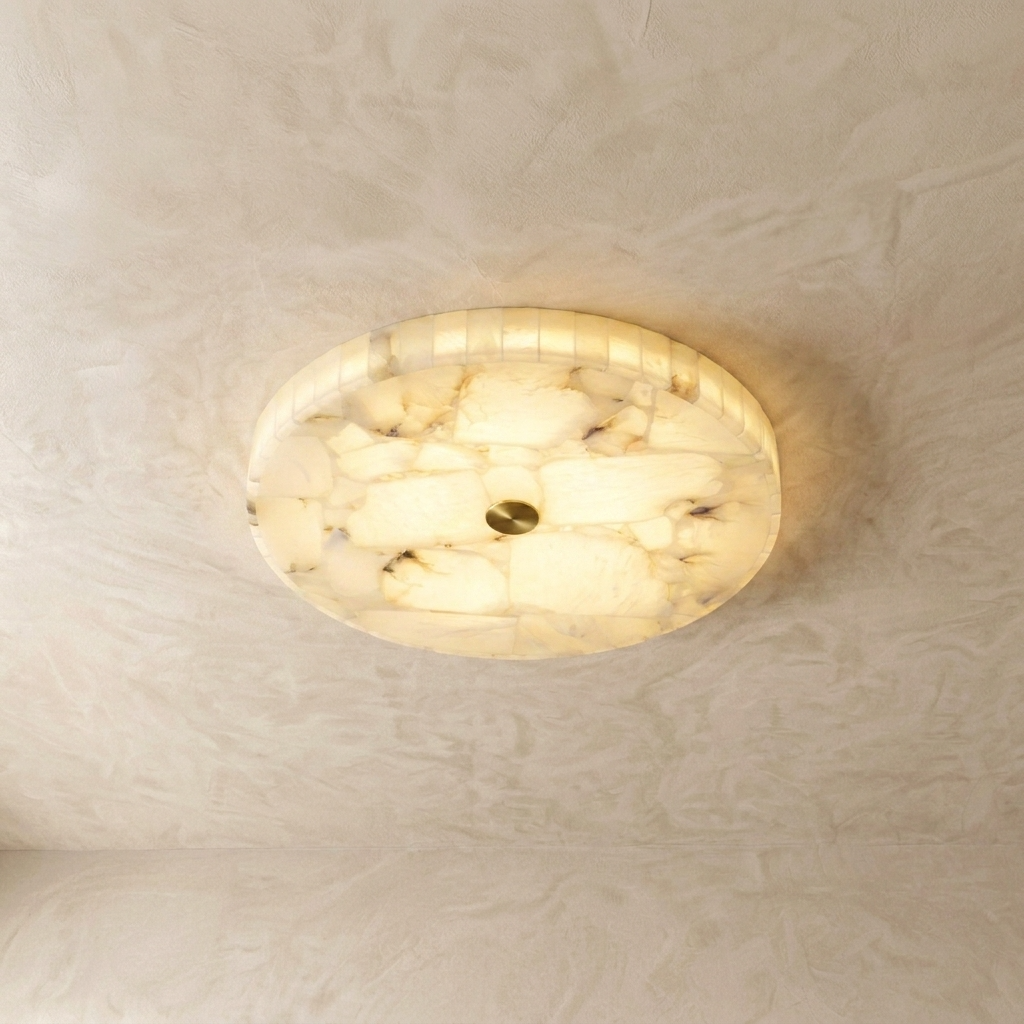 Natural Alabaster Round Ceiling Light