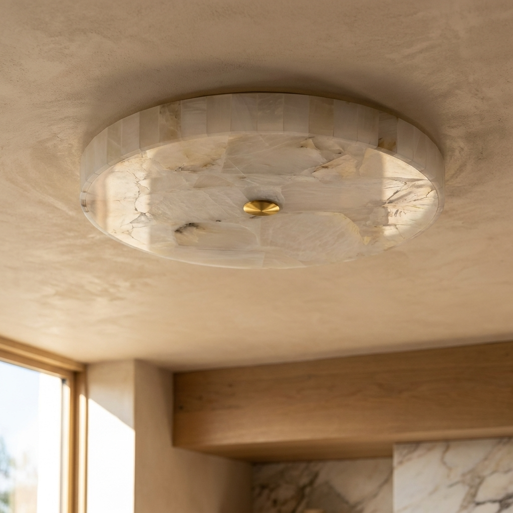 Natural Alabaster Round Ceiling Light