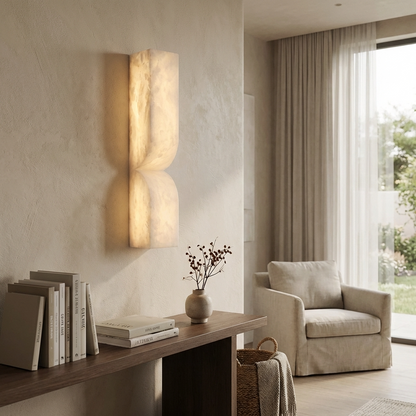 Natural Alabaster Sculptural Wall Lamp