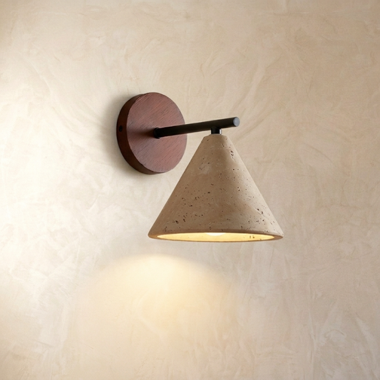 Natural Travertine Stone Cone Wall Lamp