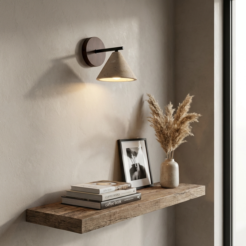 Natural Travertine Stone Cone Wall Lamp