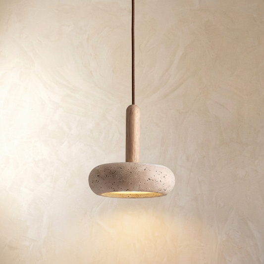 Natural Travertine Stone Dome Pendant Light