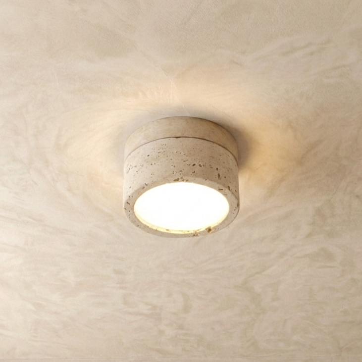 Natural Travertine Stone Flush Ceiling Light