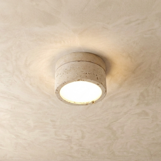 Natural Travertine Stone Flush Ceiling Light