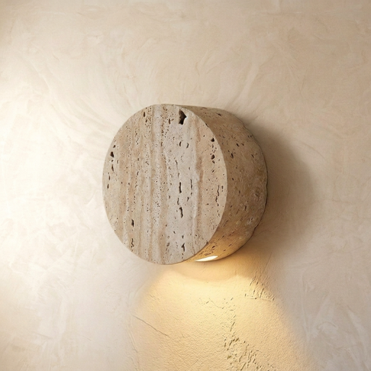 Natural Travertine Stone Round Downward Wall Lamp