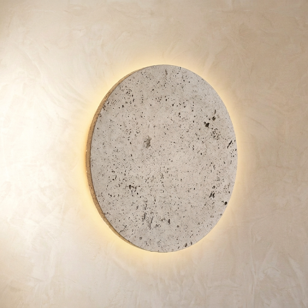 Natural Travertine Stone Round Wall Lamp
