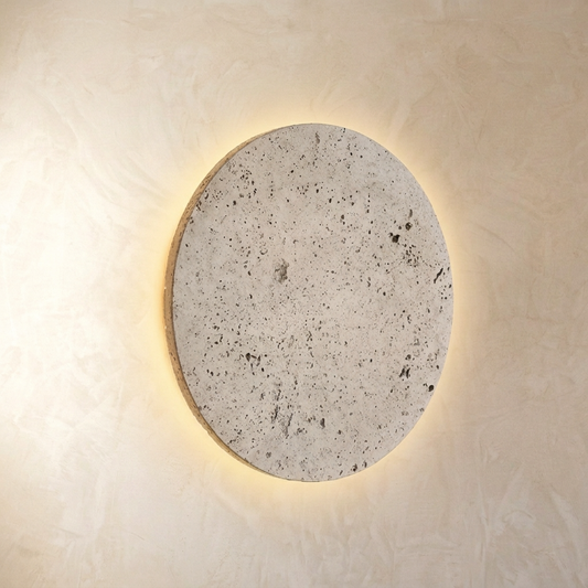 Natural Travertine Stone Round Wall Lamp