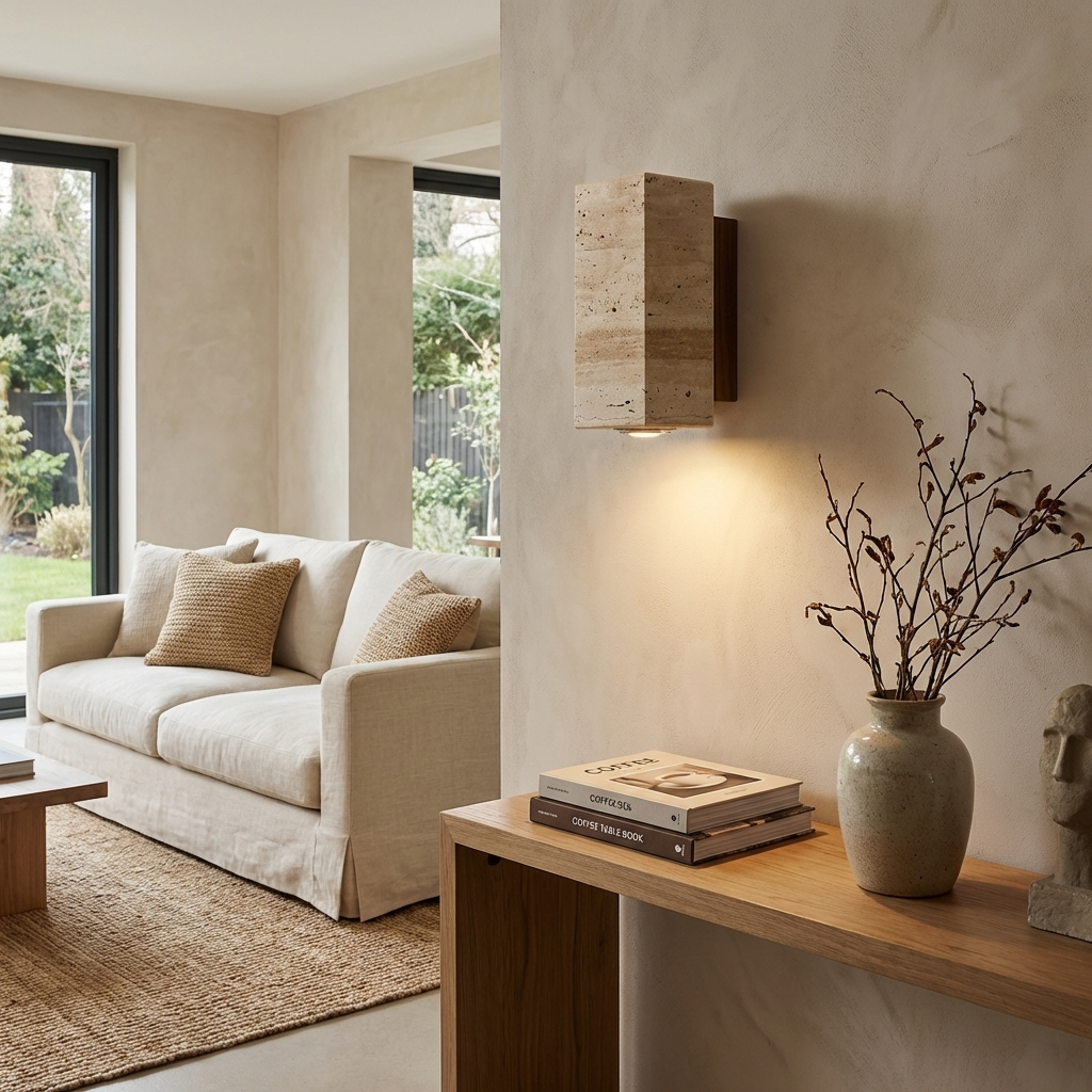 Natural Travertine Stone Spot Wall Lamp