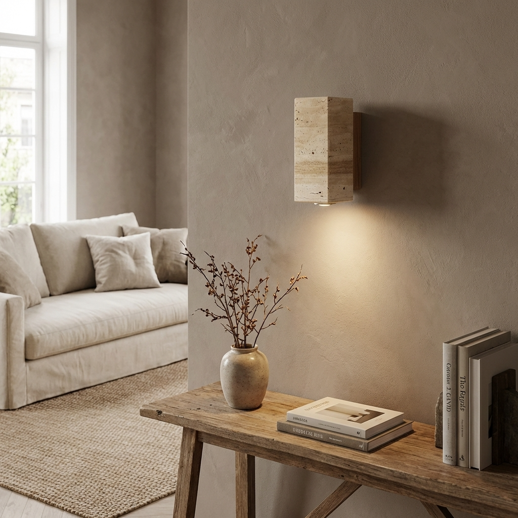 Natural Travertine Stone Spot Wall Lamp