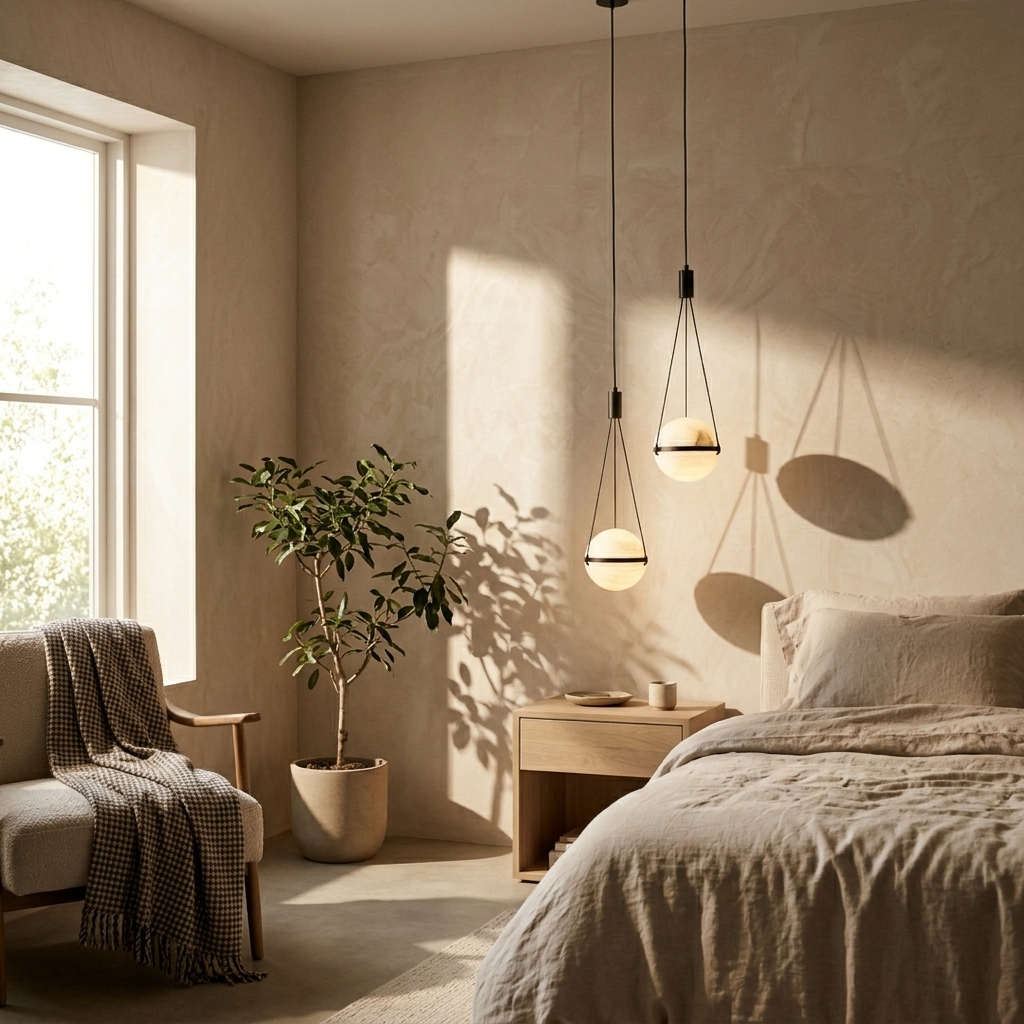Natural Alabaster Hanging Globe Pendant Light