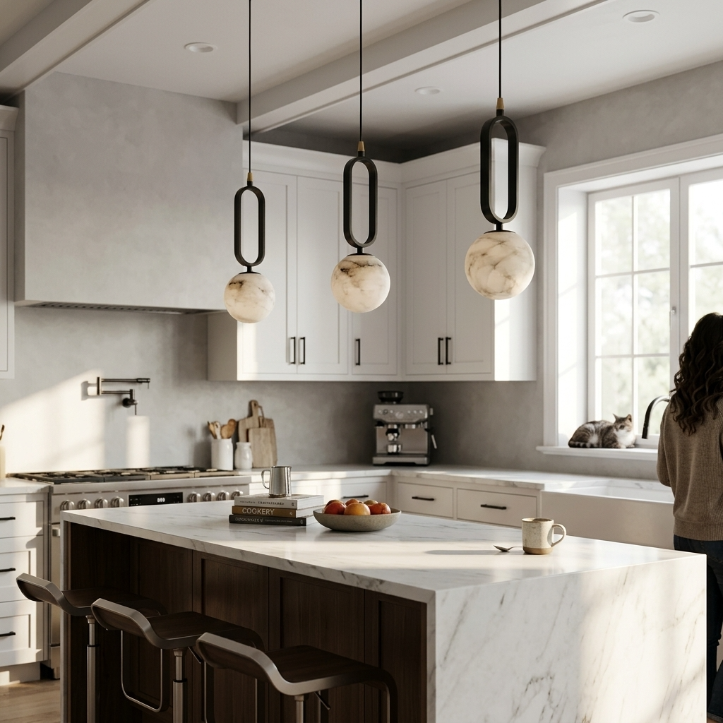 Natural Alabaster Loop Pendant Light