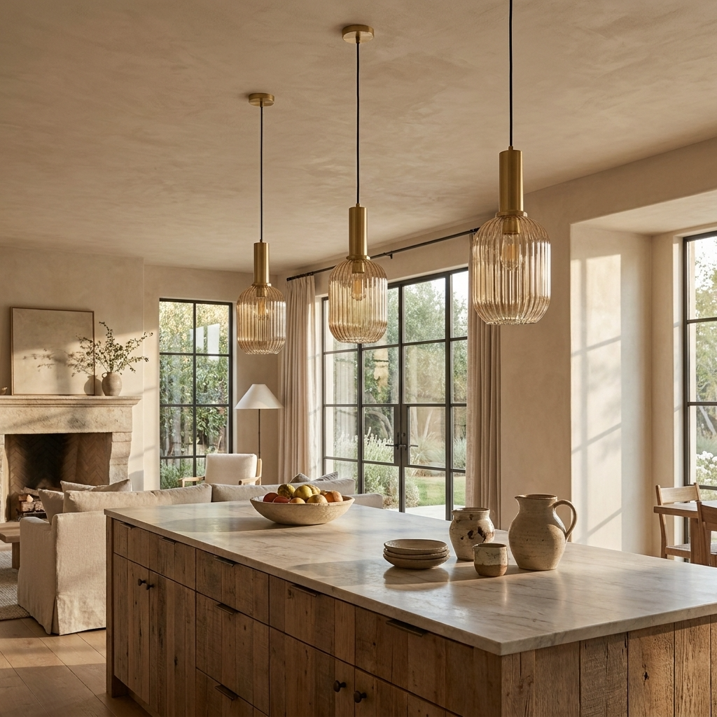 Nordic Ribbed Glass Cylinder Pendant Light
