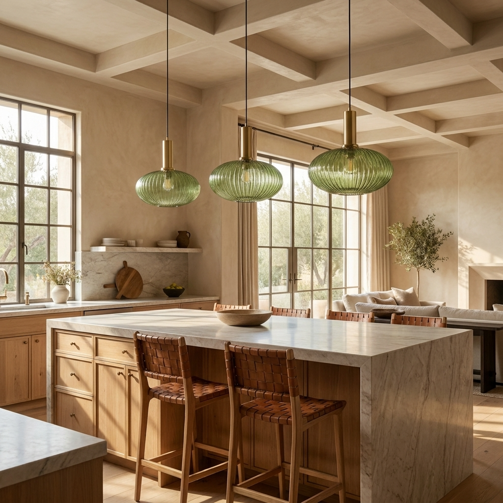 Nordic Ribbed Glass Cylinder Pendant Light