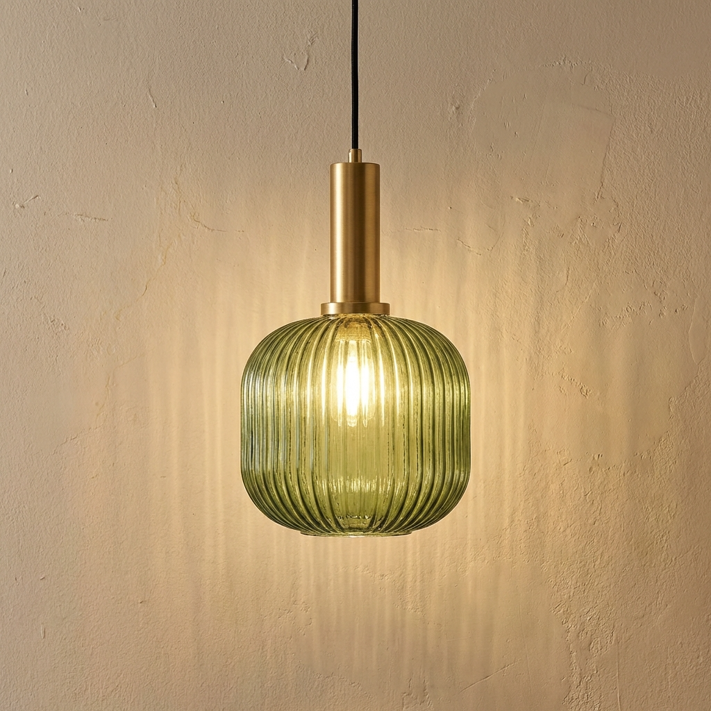 Nordic Ribbed Glass Cylinder Pendant Light