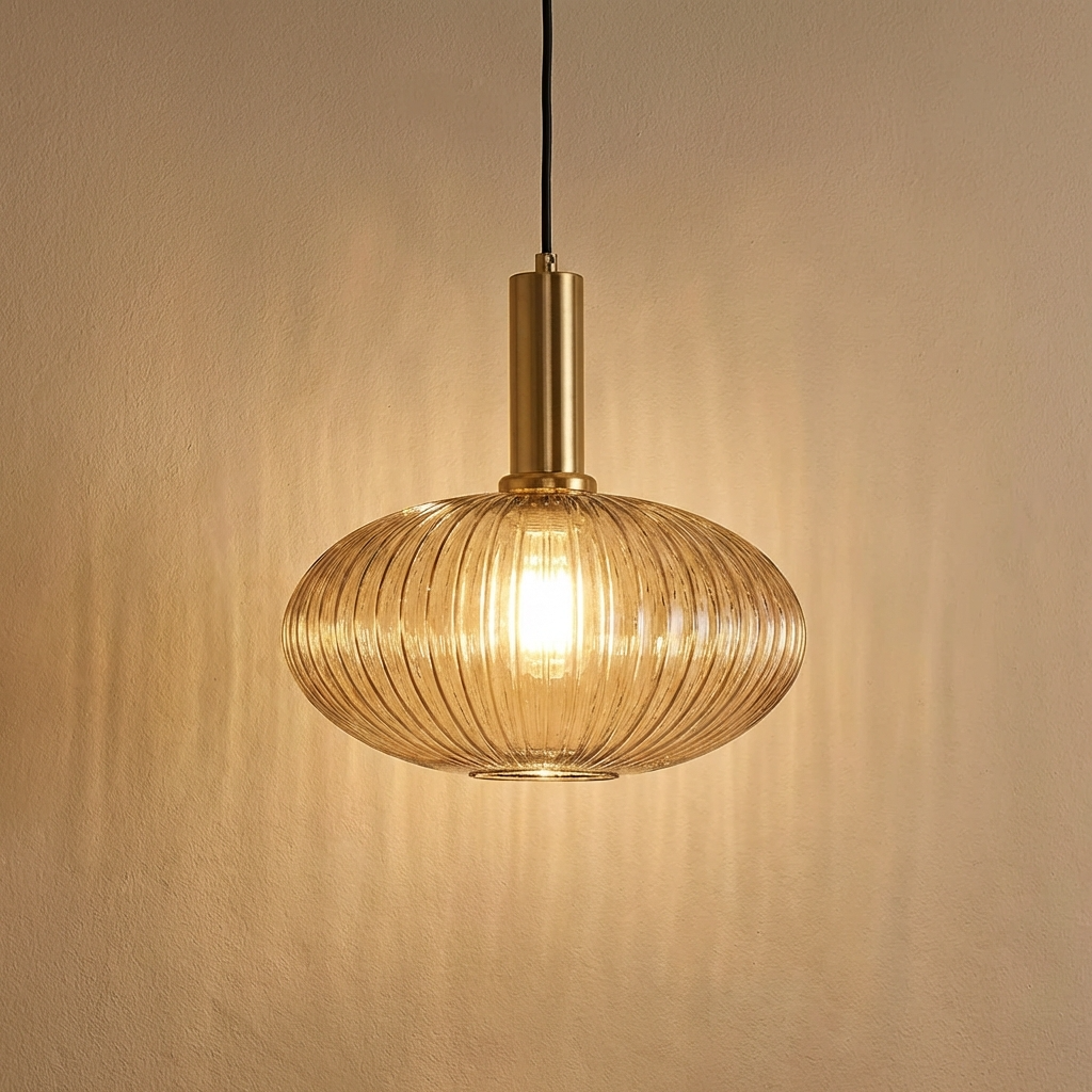 Nordic Ribbed Glass Cylinder Pendant Light