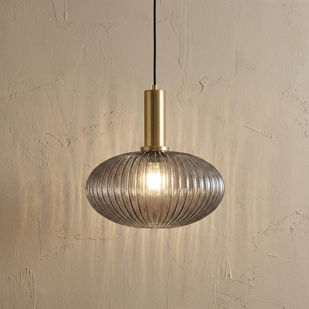 Nordic Ribbed Glass Cylinder Pendant Light