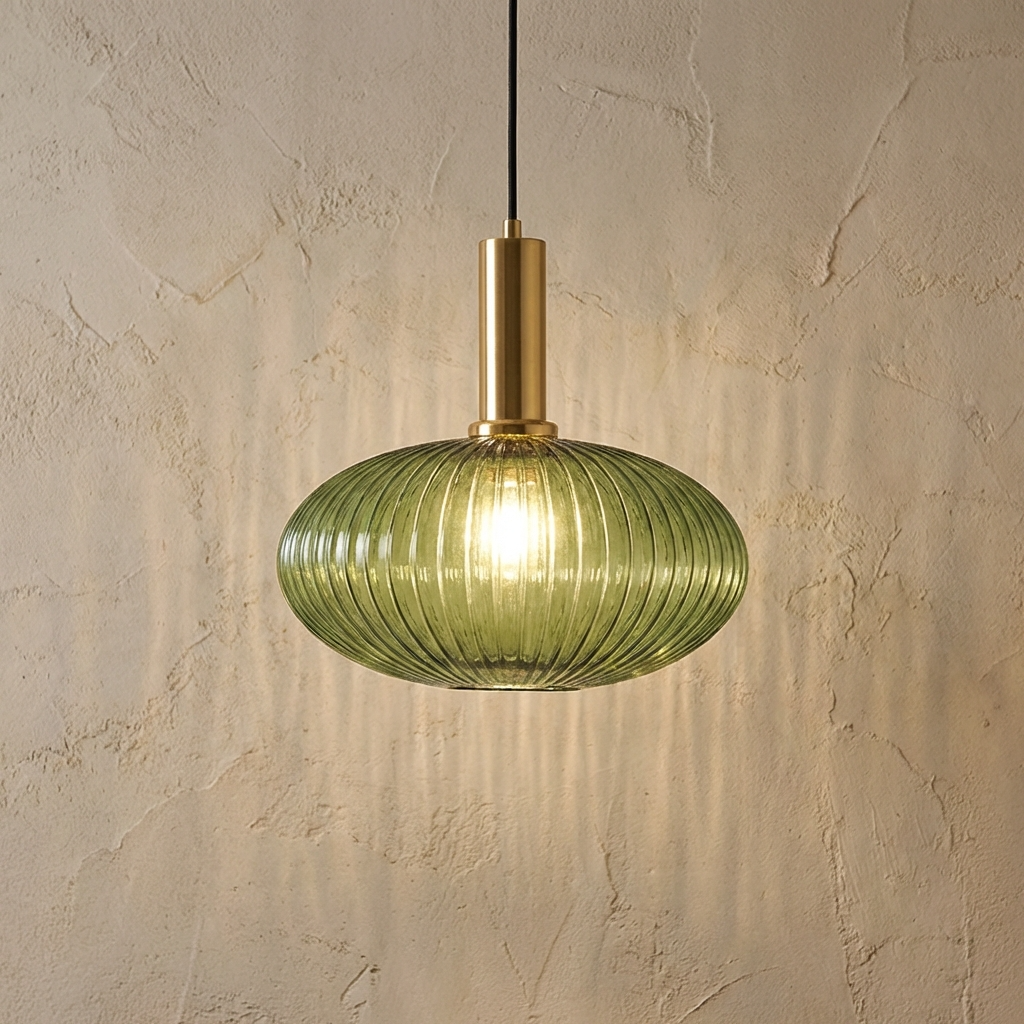 Nordic Ribbed Glass Cylinder Pendant Light