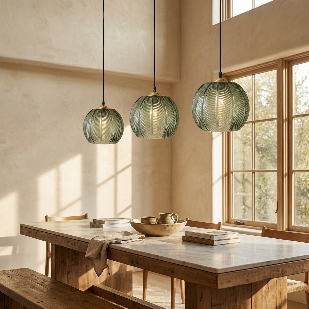 Nordic Ribbed Glass Pendant Light
