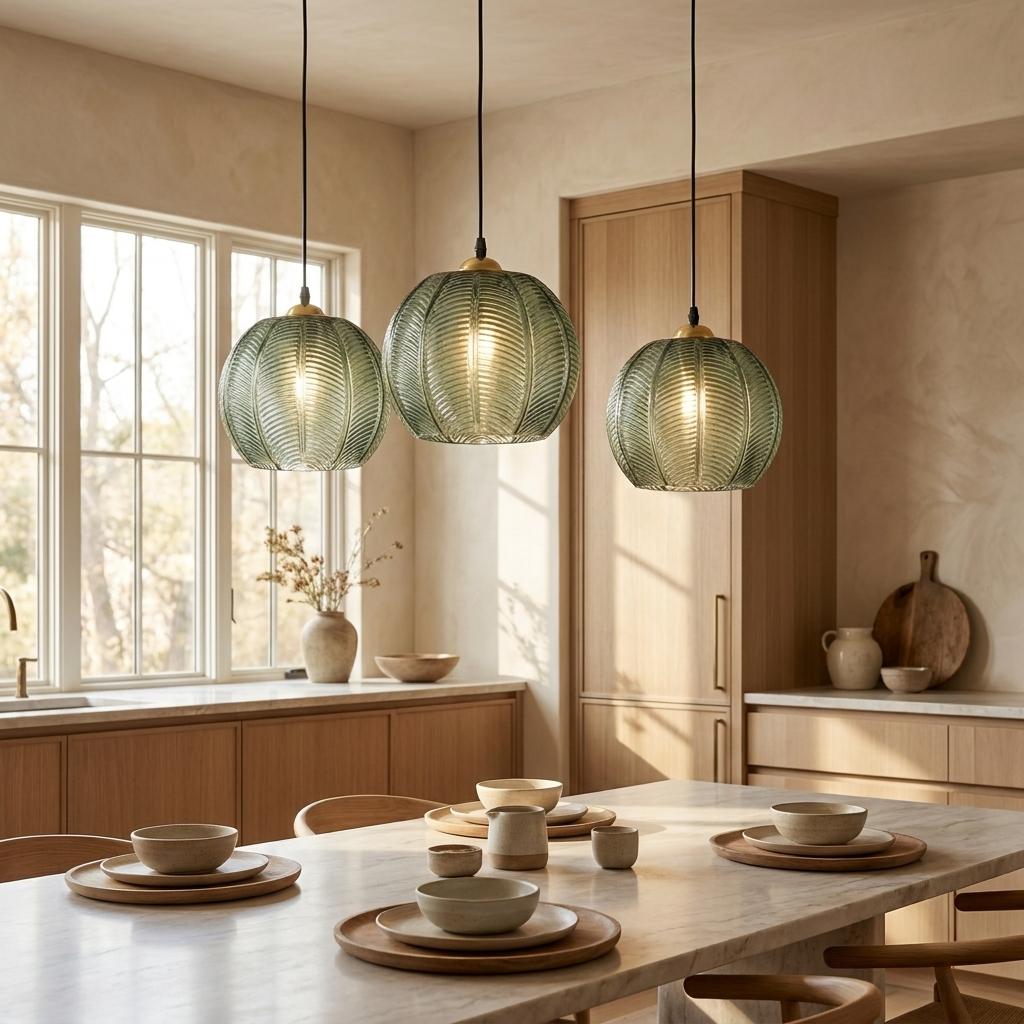 Nordic Ribbed Glass Pendant Light