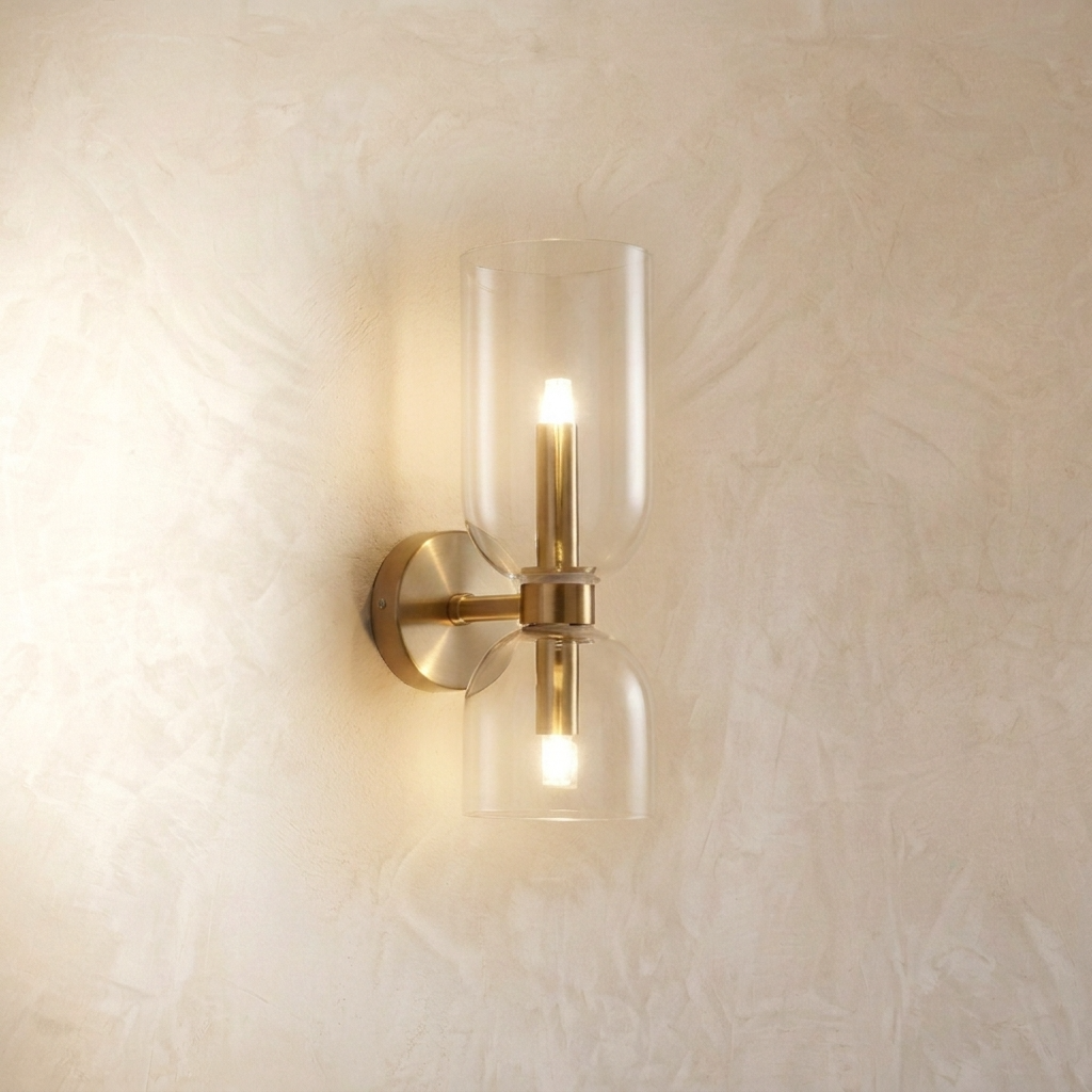 Vertical Dual Glass Globe Wall Lamp