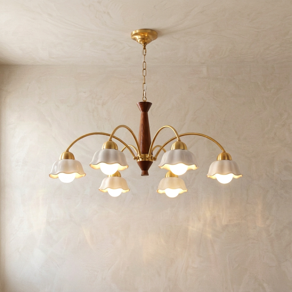 Vintage Floral Ceramic Chandelier