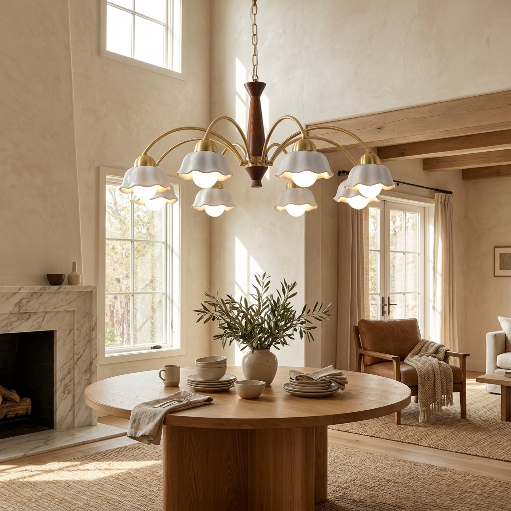 Vintage Floral Ceramic Chandelier