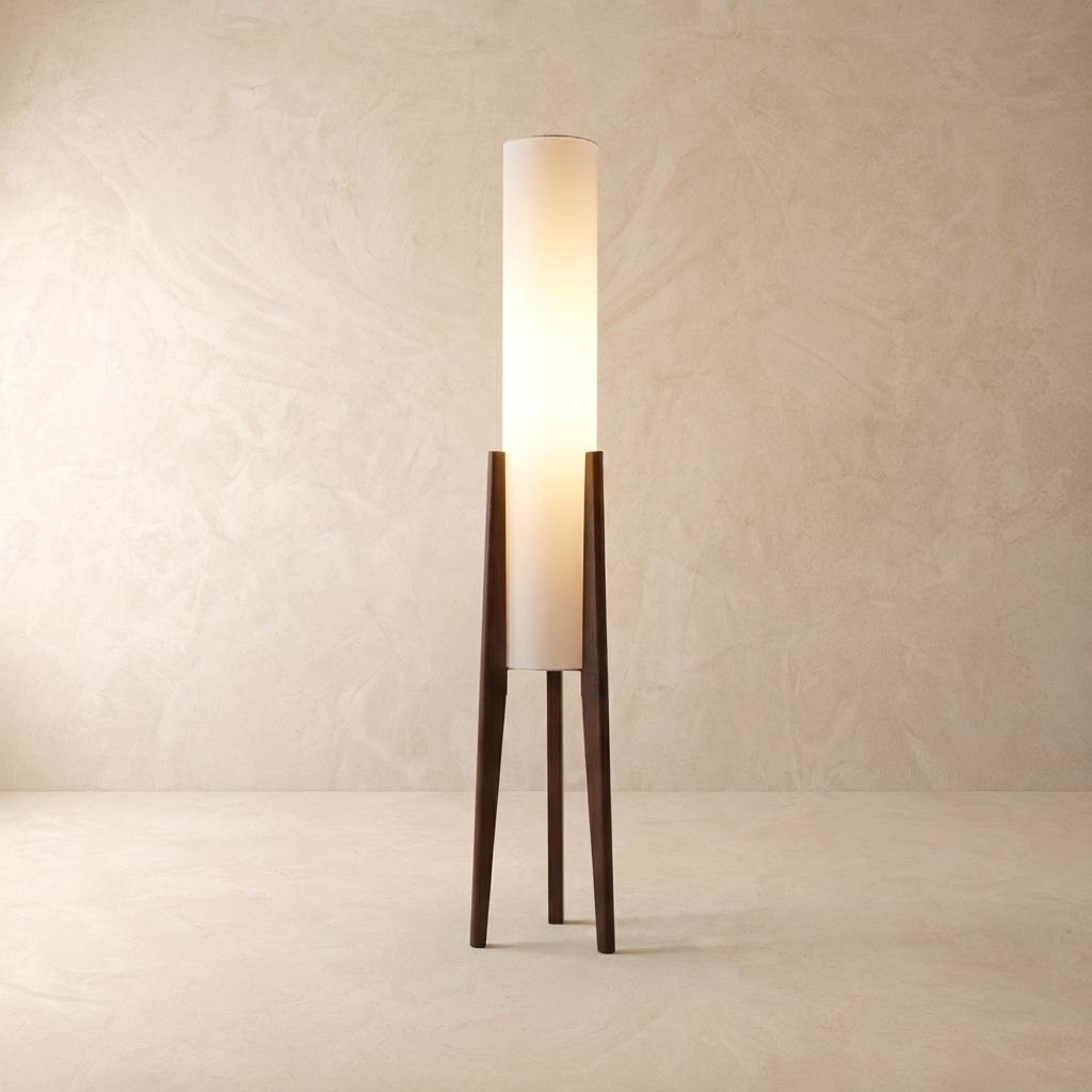Walnut Wood Tripod Floor Lamp