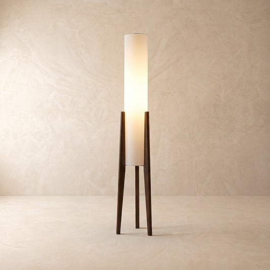Walnut Wood Tripod Floor Lamp