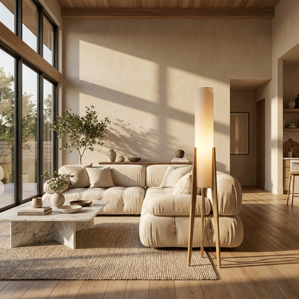 Walnut Wood Tripod Floor Lamp