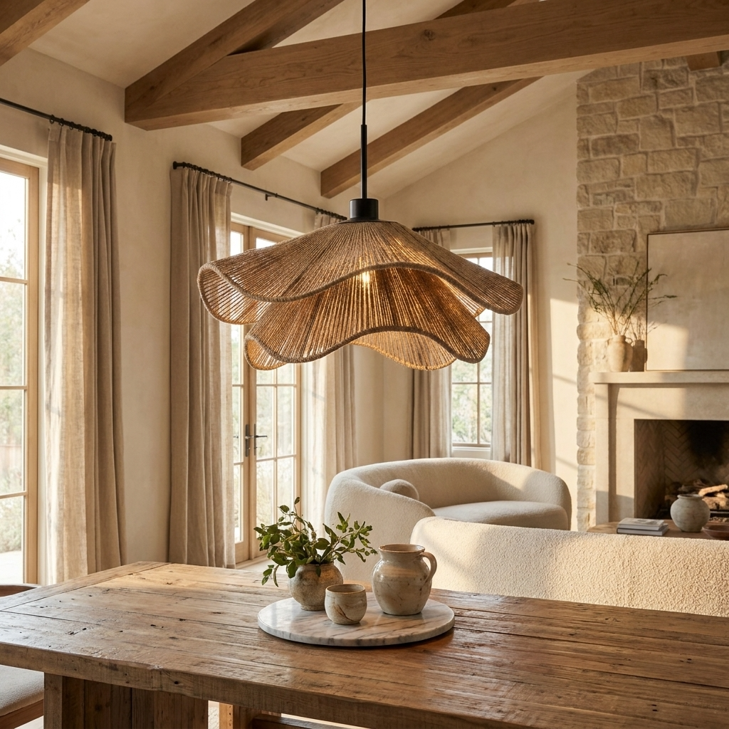 Hemp Rope Wabi Sabi Wave Pendant Light