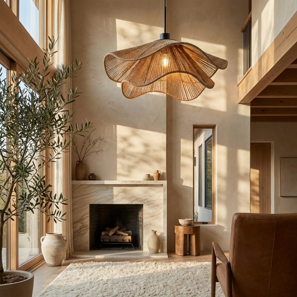 Hemp Rope Wabi Sabi Wave Pendant Light