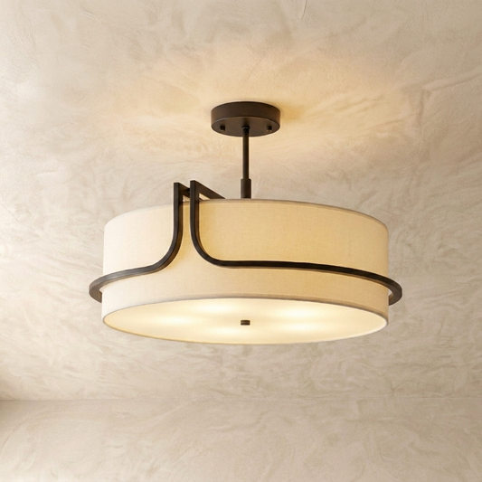 Japanese Circular Fabric Wabi Sabi Ceiling Light